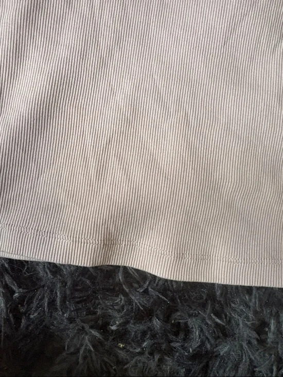 Divided Ribbed Crop Top - Light Beige - Picture 2 of 2